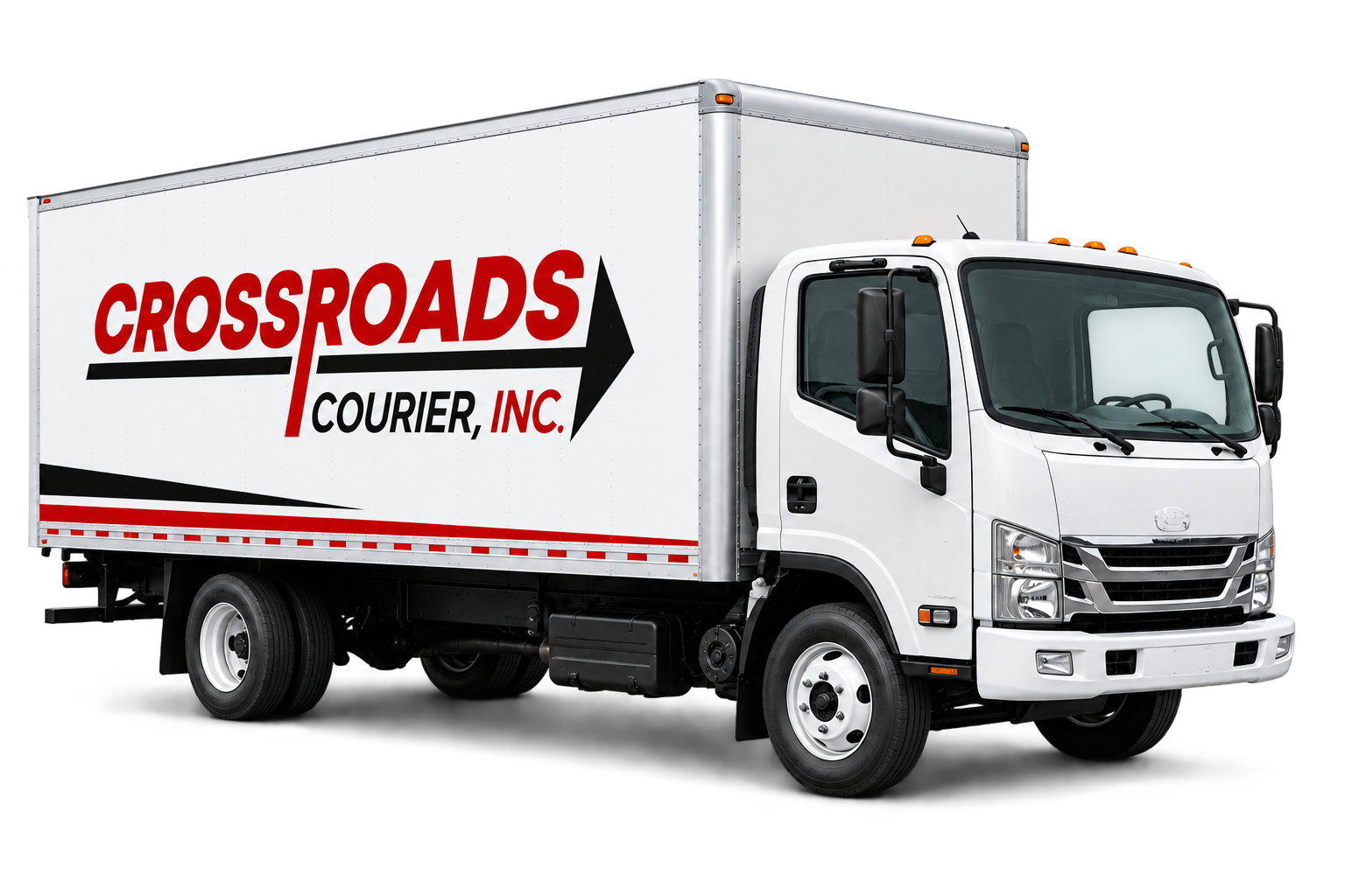 Crossroads Courier box truck isolated on a transparent background